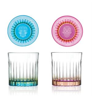 Rocksglass PEDRO & ROSA- Pk á 6stk 3 stk rosa og 3 stk blå 