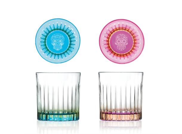 Rocksglass PEDRO & ROSA- Pk á 6stk 3 stk rosa og 3 stk blå