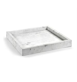 Serveringsfat i marmor 400x400x50mm hvit Med nydelig marmorering 