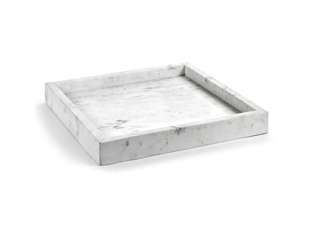 Serveringsfat i marmor 400x400x50mm hvit Med nydelig marmorering