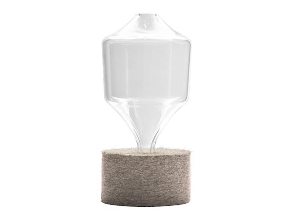 Vase i glass og filt m/smal åpning