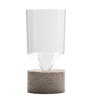 Vase i glass og filt m/bred åpning 