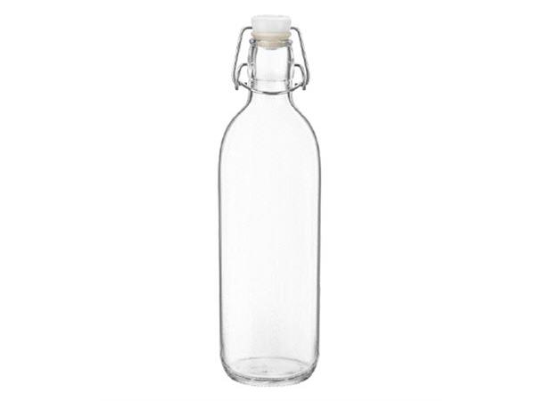 EMILIA Vannflaske i klart glass 1ltr Ø:85mm H:290mm 1,0ltr.  - Med patentkork