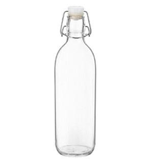 EMILIA Vannflaske i klart glass 1ltr Ø:85mm H:290mm 1,0ltr.  - Med patentkork 