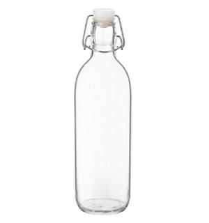 EMILIA Vannflaske i klart glass 1ltr Ø:85mm H:290mm 1,0ltr.  - Med patentkork 