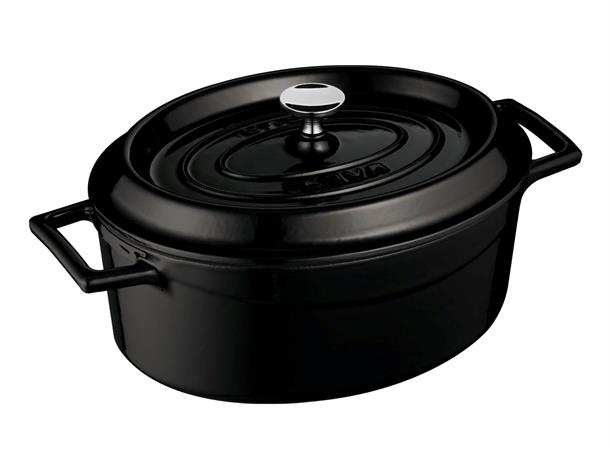 Støpejern gryte oval L:270/4,0ltr, SORT Oval kasserolle i støpejern