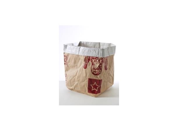 Brødkurv i papir L 260x260xH300mm Brun papirpose - Gjenbrukbar