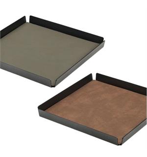 Brett sort aluminium m/skinnmatte 29x29 Tosidig skinninnlegg grønn/natur 