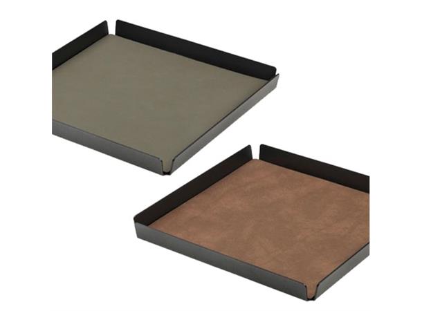 Brett sort aluminium m/skinnmatte 29x29 Tosidig skinninnlegg grønn/natur