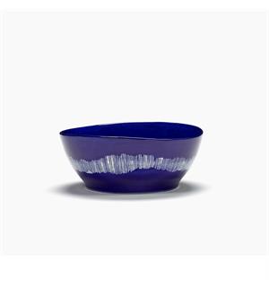 FEAST dyp skål L Ø:180/H:80mm Dekor: Dark Blue Stripes White 