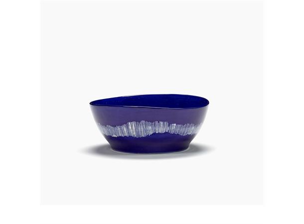 FEAST dyp skål L Ø:180/H:80mm Dekor: Dark Blue Stripes White