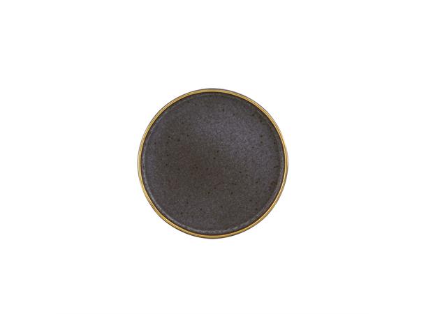 GOLD STONE tallerken coupe Ø:180mm, brun Steingods med håndmalt gullkant