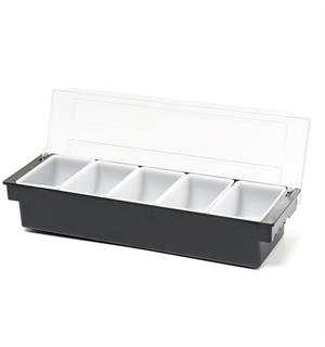 Garnityrbeholder, Sort plast 5 rom Med lokk, hvert rom 0,6L 