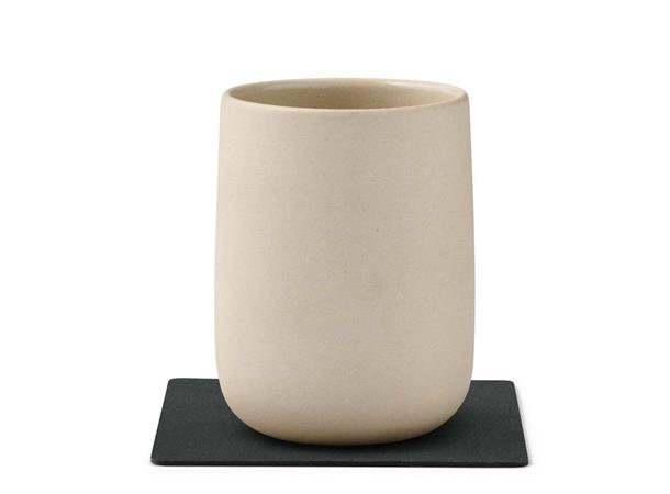 Glassunderlag/Coaster skinn 10x10cm Sort Sort - 80% resirkulert skinn