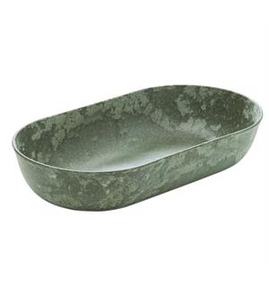 LUUPS ovalt fat i trefiber/plast, grønn L:35x19cm/H:7cm - Egnet til buffet 