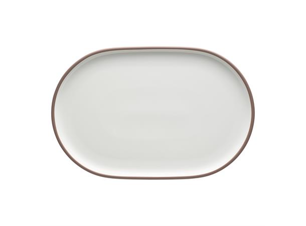 SHIRO tallerken oval 360x235mm Dekor: Hvit med ytterlinje i kobber