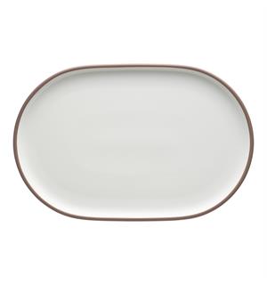 SHIRO tallerken oval 360x235mm Dekor: Hvit med ytterlinje i kobber 