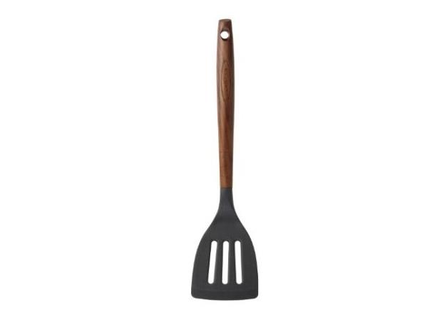 Serveringsspade Perf. L: 31cm, silikon Håndtak i treverk, Karbonatisert Ask