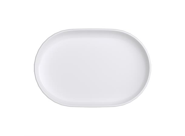 Tallerken oval coupe 24x16cm EDGE, Hvit Rett kant - Høybrent porselen