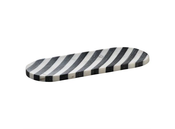 Tallerken/platå oval marmor hvit/sort 32x12cm - Kolleksjon Spotlight
