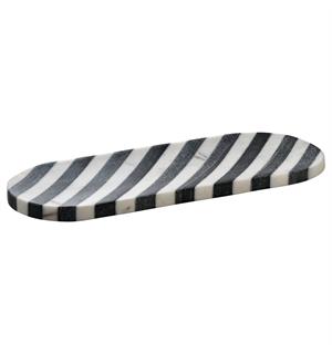 Tallerken/platå oval marmor hvit/sort 32x12cm - Kolleksjon Spotlight 