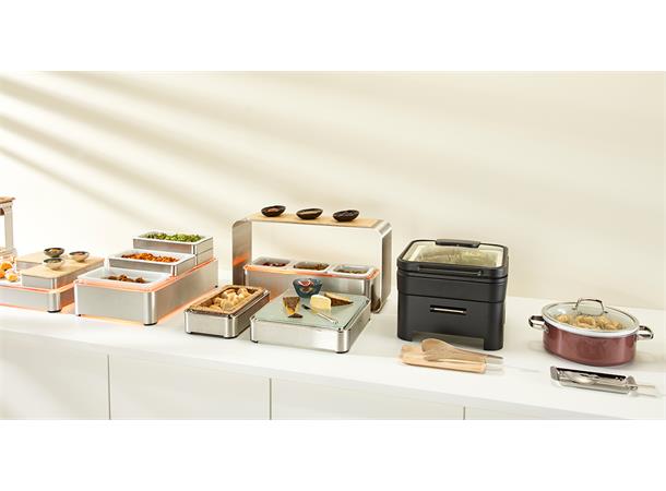 WMF Hot&Fresh Chafing Dish BASIC2/3 Sort Alle varmekilder. Med vippelokk i glass