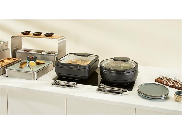 WMF Hot&Fresh Chafing Dish BASIC2/3 Sort Alle varmekilder. Med vippelokk i glass