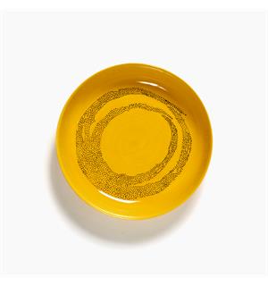 FEAST tallerken halvdyp Ø:220/H:40mm Dekor: Yellow Dots Black 
