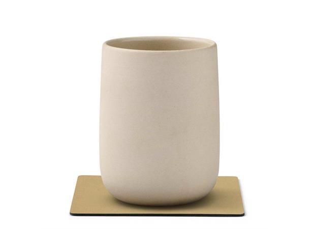 Glassunderlag/Coaster skinn 10x10cm Khak Khaki - 80% resirkulert skinn