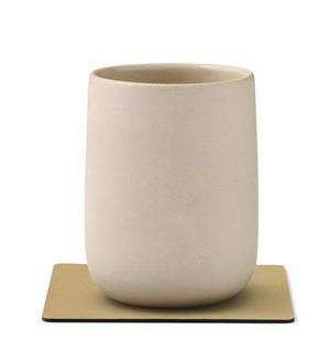 Glassunderlag/Coaster skinn 10x10cm Khak Khaki - 80% resirkulert skinn 