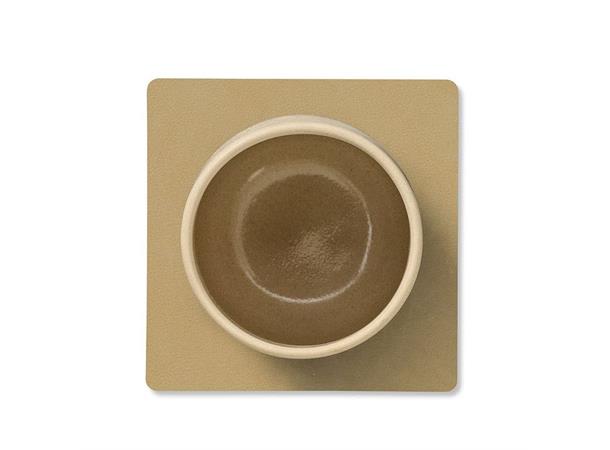 Glassunderlag/Coaster skinn 10x10cm Khak Khaki - 80% resirkulert skinn