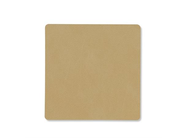 Glassunderlag/Coaster skinn 10x10cm Khak Khaki - 80% resirkulert skinn