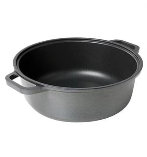 Kjele i støpt aluminium Ø:28cm H:11cm Med glasslokk, antistick coating, 4,5Ltr 