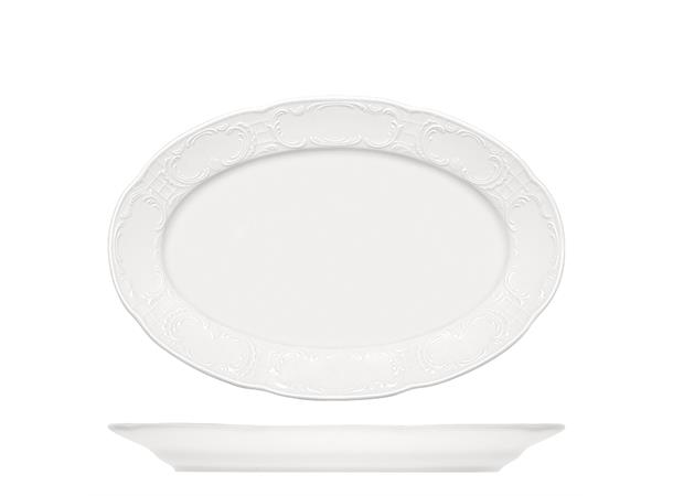 MOZART tallerken oval 36x24cm Med relieff på fanen