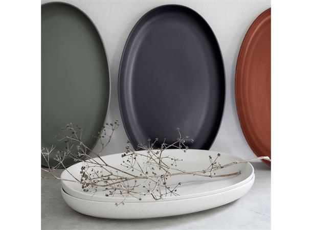 PACIFICA oval coup tallerken 32x20, Van L:32cm B:20cm H:3,6cm - Robust steingods
