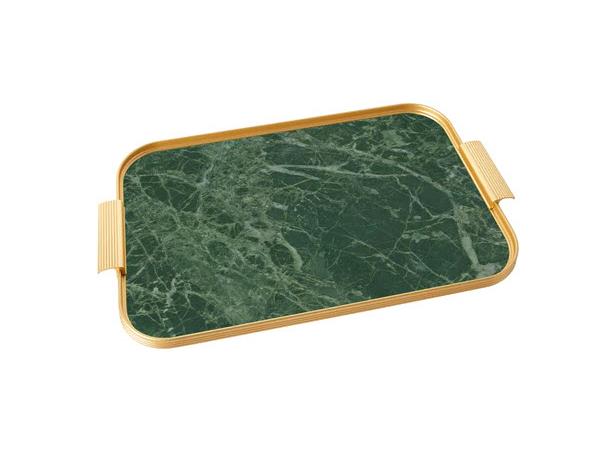 Serveringsbrett 58x41 Grønn marmor/Gull Mål 582x405mm - Spesialmål