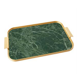 Serveringsbrett 58x41 Grønn marmor/Gull Mål 582x405mm - Spesialmål 