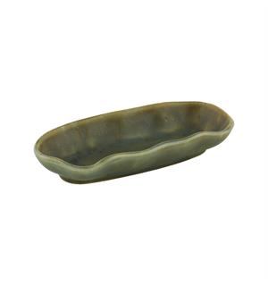 Skål oval 15x7cm, grønn, NAMI Steingods med asiatisk vibe 