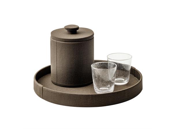 TRIBUTE velkomstbrett rundt Ø:35cm Ø:350/H:40, brun PU skinn m/struktur