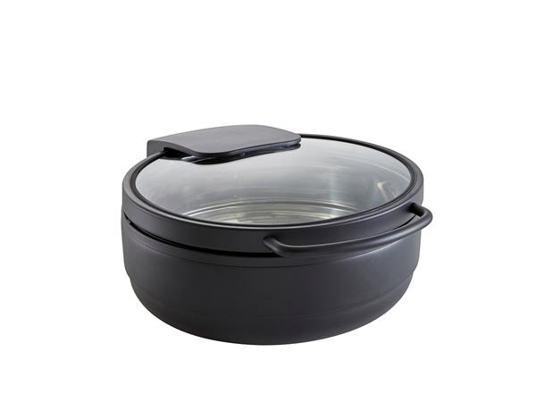 WMF Hot&Fresh Chafing Dish BAS rund sort Alle varmekilder. Med vippelokk i glass