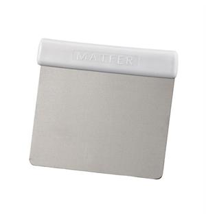 Deigskrape 120x110mm, runde hjørner I rustfritt stål m/håndtak i hvitplast 