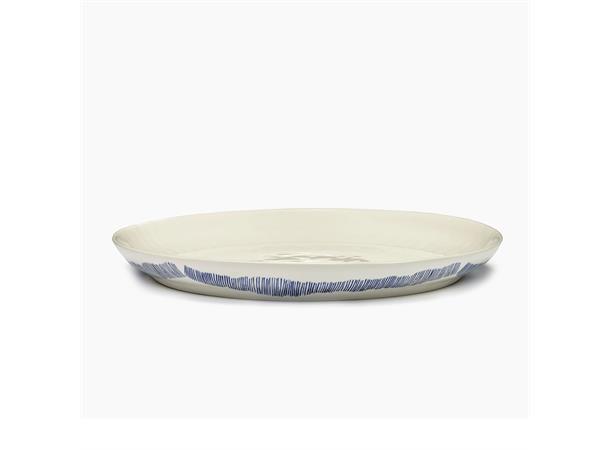 FEAST fat halvdypt Ø:350/H:40mm Dekor: White Stripes Blue