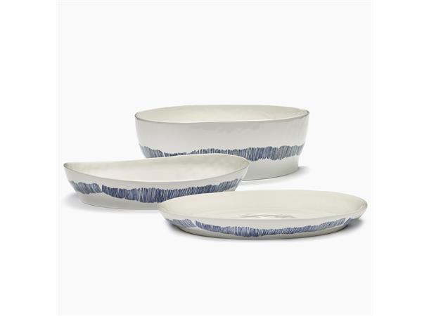 FEAST fat halvdypt Ø:350/H:40mm Dekor: White Stripes Blue