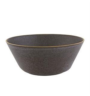 GOLD STONE salatbolle Ø:260mm, brun Steingods med håndmalt gullkant 