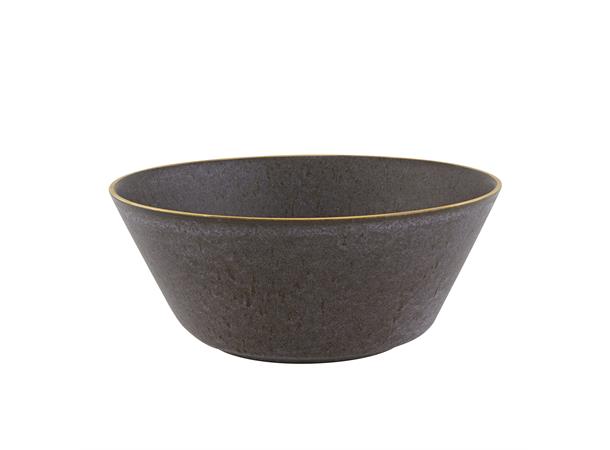 GOLD STONE salatbolle Ø:260mm, brun Steingods med håndmalt gullkant