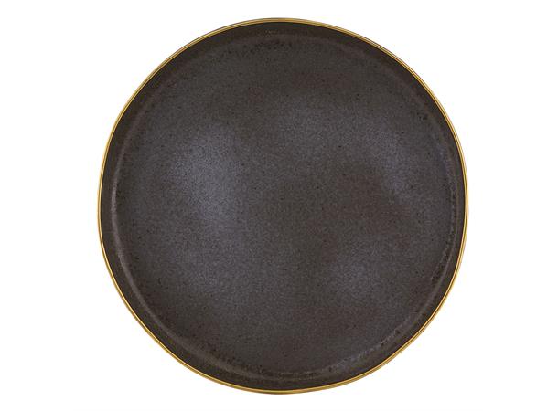 GOLD STONE tallerken/fat Ø:410, brun Steingods med håndmalt gullkant
