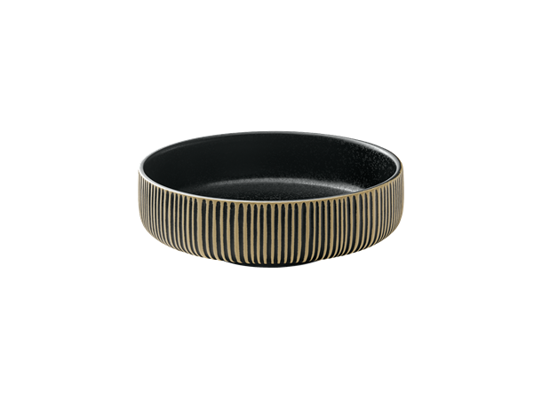 NARA bolle rund m. relieff Ø:160mm Sv/Hv Steingods - Ø:160mm H:62mm 0,71ltr