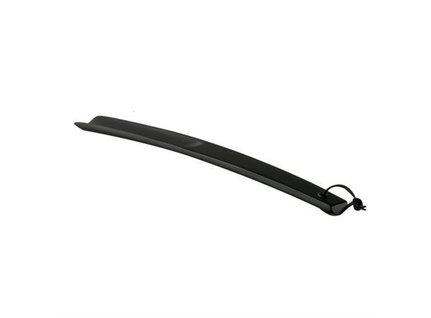 Skohorn sort tre, L:37,5cm med snor i skinn for oppheng