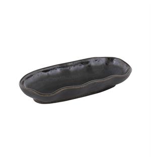 Skål oval 15x7cm, sort, NAMI Steingods med asiatisk vibe 