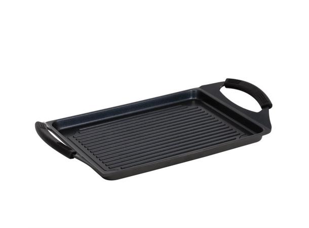 Stekefat i støpt aluminium 45x27cm Antistick coating, med grillribber